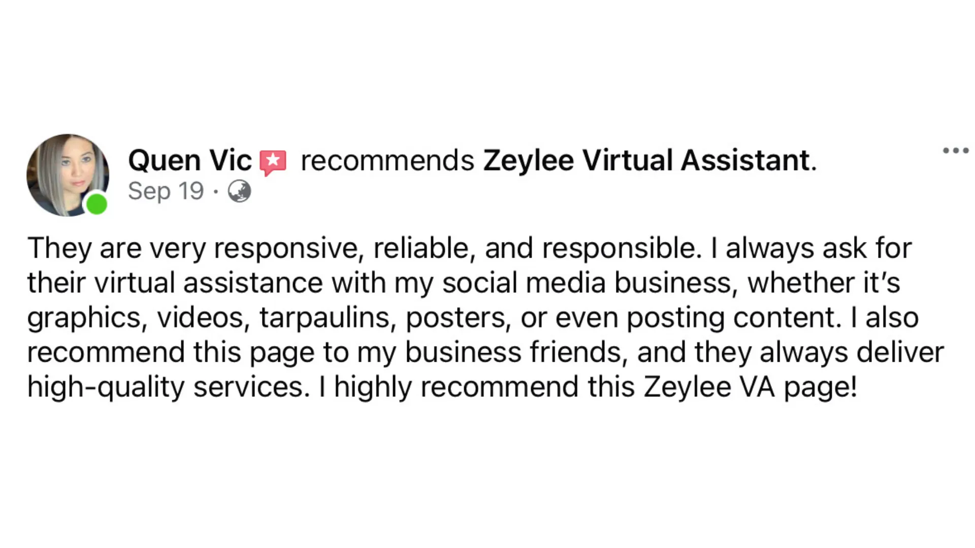 Client Testimonial Feedback Screenshot